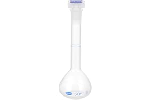 PATIKIL 50ml Polipropileno Graduado Aforado Matraz con Tapón Tapa Tolerancia 0.3ml