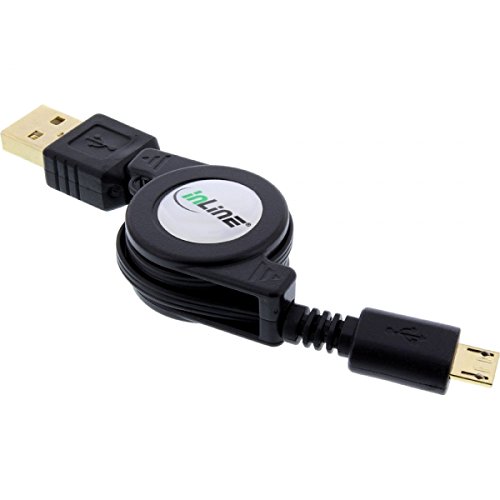 InLine Micro-USB 2.0 Roll-Kabel - USB-A Stecker an Micro-B Stecker - 0,75m, 31707R