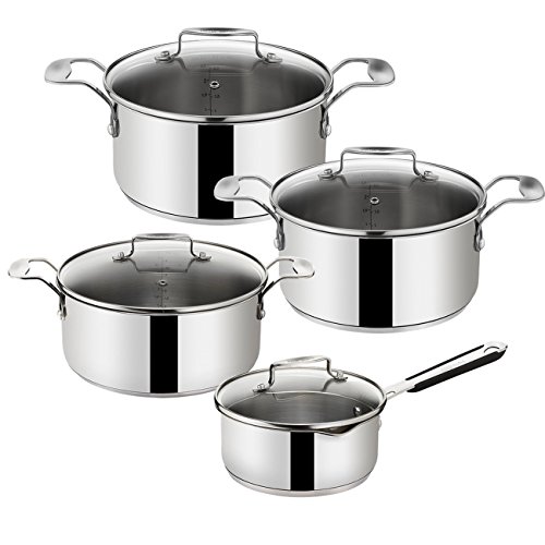 Tefal Kochtopfset Induktion Jamie Oliver Professionell 8-teilig Kochtopf 24 cm Kochtopf 20 cm Bratentopf 20 cm Stielkasserolle 16 cm