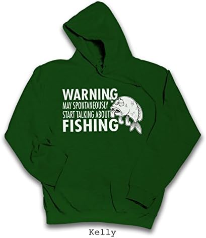 Fishing Angling Warning Slogan Hooded Sweatshirt. All Sizes. Sherbet Dip (Medium, Green)