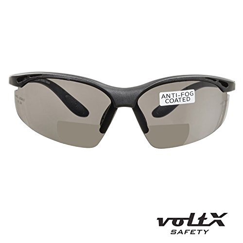 voltX ‘CONSTRUCTOR’ BIFOKALE Schutzbrille mit Lesehilfe CE EN166F zertifiziert/Sportbrille für Radler (RAUCHGRAUE +2.0 Dioptrie) enthält Sicherheitsband – Bifocal Safety Glasses - 3