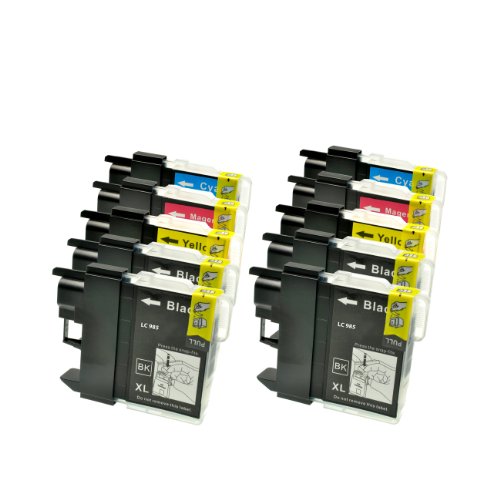 10 Tintenpatronen (Druckerpatronen) für Brother DCP J 125 LC 985 LC985, 4xbk je 22ml, 2x c,2x y, 2x m je 15ml, kompatibel