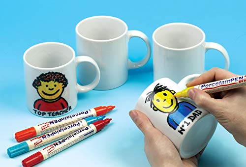Baker Ross- Diseña Tus propias Tazas Grandes de Porcelana Blanca (Pack de 4) para Que los niños decoren, Manualidades