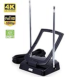 August DTA280 Antenne TV d'Intérieur TNT HD Filtre 4G Intégré - Antenne Portable pour Télévision Numérique Décodeur TNT et Radio FM DAB - Dipôle et Télescopique