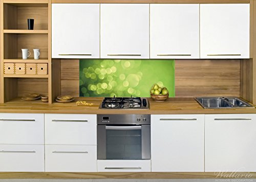 Küchen-Rückwand | Glas mit Motiv Abstrakte grüne Kreise grüne Lichtpunkte in Premium-Qualität: Brillante Farben, ohne Aufhängung | geeignet zum Verkleben |Spritzschutz Küche Herd Spüle | abwischbar | pflegeleicht - 3