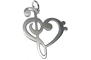 Minoplata Colgante corazón Claves de Sol y de FA de Plata de Ley 925