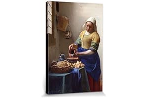 1art1 Johannes Vermeer Poster Stampa Artistica su Tela La Lattaia, 1658-1660 Quadro da Parete sulla Barella | Murale XXL | Immagine 120x80 cm