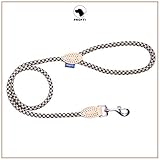 PROFTI Hundeleine aus Nylon, Lederelemente, große/kleine Hunde, 1,0x100cm (Schwarz/Beige)