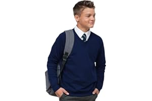 LISTERS SCHOOLWEAR Pull d'école unisexe à col en V en polaire pour garçons et filles de 3 à 16 ans, noir et bleu marine