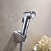 Contemporary Chrome Toilet Hand Held Bidet Shattaf Cloth Diaper Sprayer with Hose and Bracket Holder LP915
