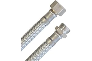 H2O-FLEX Tuyau Blindé 3/8"REMPL. x 3/8"AG, Tuyau flexible DN8 pour Sanitaire mit Approbation de l'eau potable, 15cm-5m - 30cm / 300mm