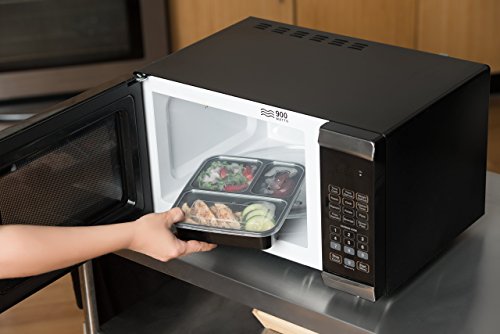 [10] Essensbehälter, 3 Fächer, stapelbar, für Essen, mit Deckeln, mikrowellengeeignet, spülmaschinenfest und wiederverwendbar. Mit Unterteilungen; von California Home Goods - 6