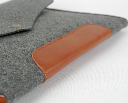 Lavievert Filz und Kunstleder Laptoptasche , Handgefertigte Schutzhülle für MacBook Air( Grau ) (13 Zoll) - 5