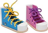 Zwei Fädelschuhe, um das Schnürsenkel binden zu lernen