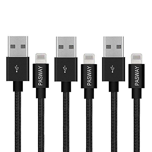 Lightning Kabel Pasway iPhone Ladekabel 3 Pack (1M, 2M, 3M) Nylon Geflochtenes USB Kabel mit Lightning Connector für iPhone 6/6 Plus/6S, iPad Air 2, iPad Pro und mehr Schwarz - 2