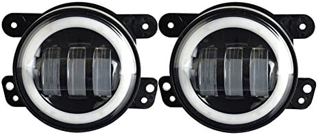 4" 60W LED Fog Lights Angel Eyes Halo Ring Off Road Fog Lamps for Jeep Wrangler (White Light)
