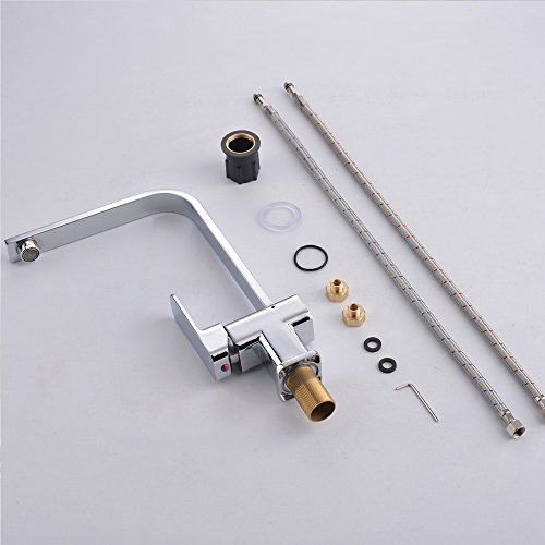 Witsinhome Chrom Küche Armatur Küchenarmatur Kupfer Wasserhahn für Warm-Kaltwasser - 7