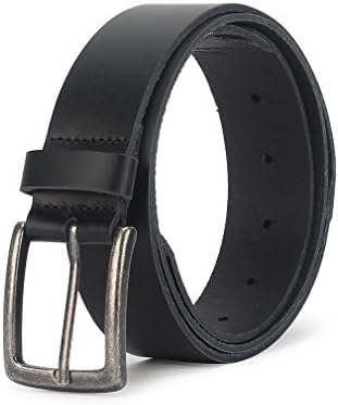 TONFAITH High Quality Men's Classic Genuine Leather Belt Casual Style Length With Anti Nickel Buckle (105 CM / 42 inch, Black)