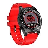 LOEROY Bluetooth Smart Watch, Fitness Uhr Intelligente Armbanduhr Fitness Tracker Smart Watch Sport, 1.22-Zoll Touchscreen Smartwatch, Kameras, GMS-Karte, Kameras,Red