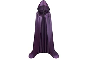 Proumhang Larga Capa con Capucha Medieval Vampiro Traje de Bruja Mujer Halloween Disfraz Carnaval Navidad Adulto Morado Oscuro 2XL