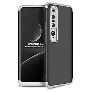 Asdsinfor Compatible with Xiaomi Mi 10 Case 3 in 1 360 Degree Full Body Case Premium Slim Shockproof Hard PC Plastic Anti-Scratch Bumper Compatible with Xiaomi Mi 10 3 in 1 Black Silver AD