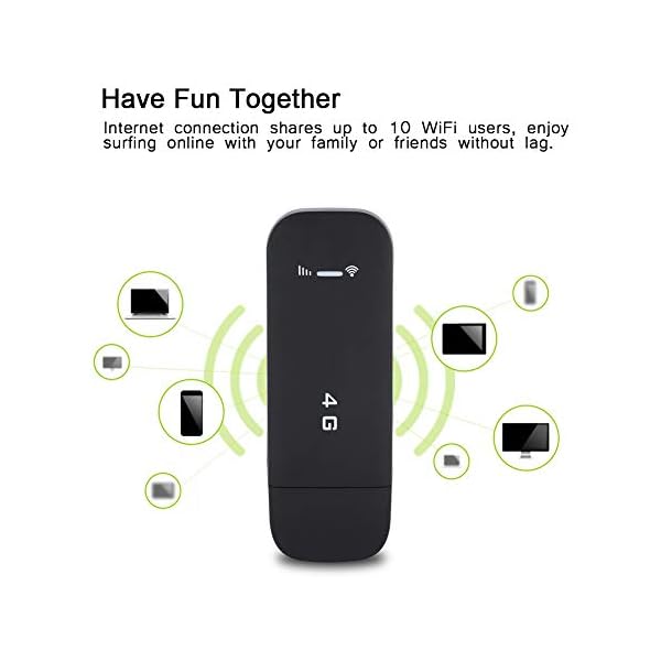 Mugast LTE Surfstick,Mobiler Hotspot Router 4G Wi-Fi Hotspot LTE Modem USB WiFi Wireless Router,Tragbar 4G FDD B1/B3 USB WiFi Dongle Modem Adapter USB Netzwerkkarte Schwarz – Bild 3
