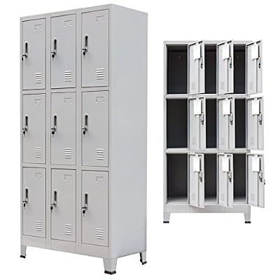 vidaXL Armoire à Casiers avec 9 Compartiments Rangement Acier 90x45x180 cm Gris