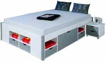 Links 20901080 Mikar Lit Multi-Rangements Blanc/Gris 209 x 186,3 x 47,5 cm