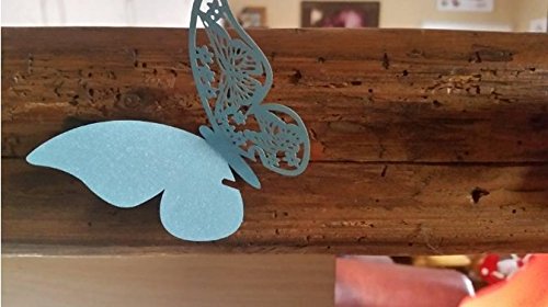 ElecMotive 80 Stück in 8 Farbe 3D Schmetterlinge Platzkarten Wandsticker mit Hohl-Muster in den Flügeln für Hochzeit Party Haus Deco - 6