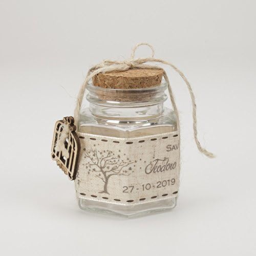 Batch of Pack of 20 Party Favours For Confirmation and Communion Hexagonal Glass Jar Personalised with Confetti, Packaged As Photo