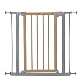 Hauck 597118 Türschutzgitter Deluxe Wood and Metal Safety Gate, silver/wood