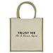Produktbild Trust Me I 'm A Secret Agent in schwarz print Jute Midi Einkaufstasche mit Beige Griffen und Besatz