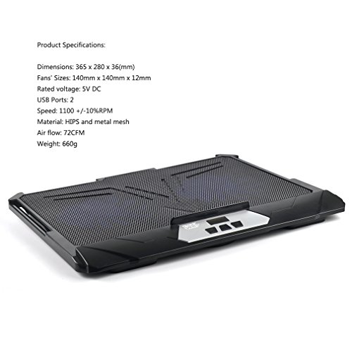 granvela® axt02 38,1 cm Notebook Cooling Pad und Laptop-Ständer; Slim, leise, Geschwindigkeit und Winkel verstellbar, Kühler Pad mit Digital Display - 6
