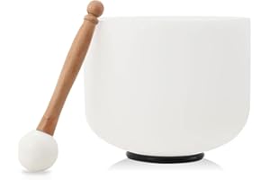 NICCOO Crystal Singing Bowl Sound Healing G Note Heart Chakra Quartz Gift for Meditation Prayer Yoga Relaxation with O-Ring and Mallet White