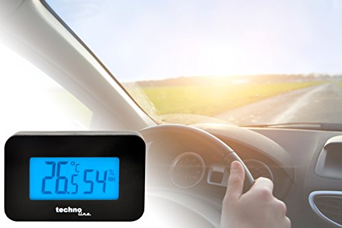 Technoline Thermometer WS 7009 – Auto-Thermometer mit Hintergrundbeleuchtung für den Innenraum, schwarz, Temperaturanzeige, Luftfeuchteanzeige - 2