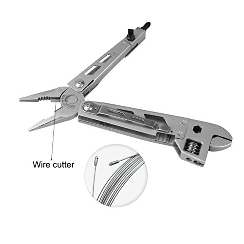 Finether 7-in-1 Multitool Multiwerkzeug Multifunktionszange Multifunktionsmesser Taschenmesser Schraubenschlüssel Schraubendreher Flaschenöffner inkl. Nylontasche Multifunktionstool Multifunktionswerkzeug aus hochwertigem Edelstahl für Camping unterwegs - 4