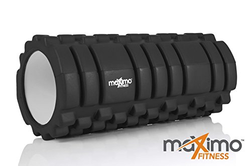RODILLO DE ESPUMA DE MAXIMO FITNESS - Foam Roller - Trigger Point - Perfecto para el gimnasio o ejercicios en casa - 14cm x 33cm. (Black)