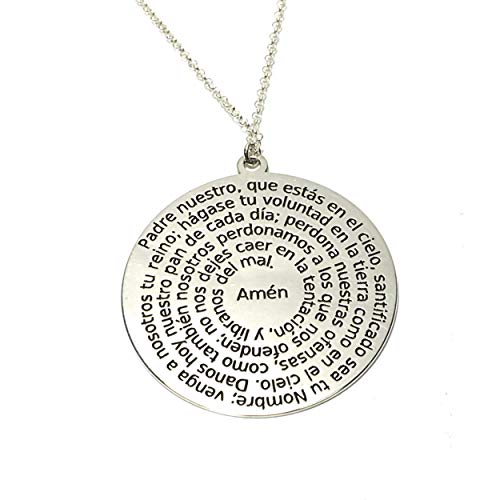 Colgante medalla 30mm Padre Nuestro en plata de ley 925