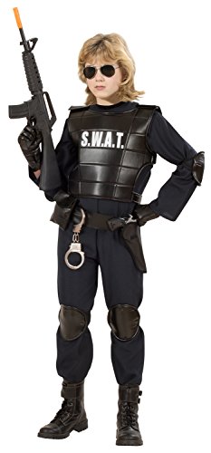 Widmann 5534 – Kinderkostüm S.W.A.T Officer Anzug mit Weste, Gürtel, Maske, Knie- und Ellenbogenprotektoren - 3