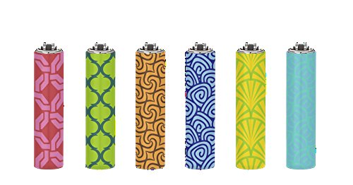 FLAMAGAS Clipper 87, Cover Geometriche in Metallo, Mini Collezione, Confezione da 6 accendini