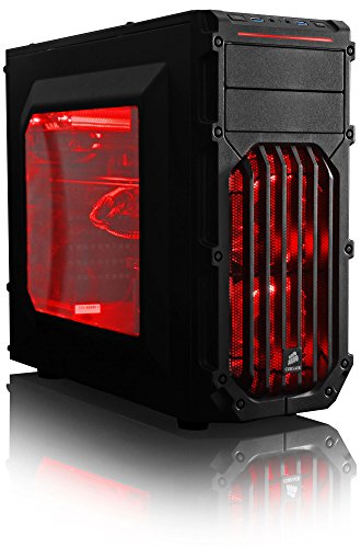 VIBOX Warrior 4X Gaming PC – 4,1GHz AMD FX 6-Core CPU, RX 460 GPU, leistungsfähig, Hochleistung, Desktop Gamer Computer mit Spielgutschein, Rot Innenbeleuchtung, lebenslange Garantie* (3,5GHz (4,1GHz Turbo) Superschneller AMD FX 6300 Sechs 6-Core Prozessor CPU, MSI AMD Radeon RX 460 2GB Grafikkarte, 8GB DDR3 1600MHz RAM, 2TB (2000GB) SATA III 7200rpm Festplatte, Raijintek Aidos Air CPU Kühler, 85+ Netzteil, Corsair Carbide Spec-03 LED Gaming Gehäuse, AM3+ Mainboard, Ohne Windows Betriebssystem) - 3