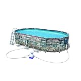 bestway rattan 366 x 122 Forma: Ovalada Bestway Piscina Desmontable Tubular Power Steel Oval 610x366x122 cm Depuradora de Cartucho de 9.463 litros/Hora - 56719