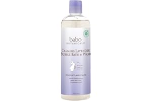 Babo Botanicals Natural Lavender Meadowsweet 3 in 1 Baby Bubble Bath Shampoo Wash - Sulfate Free, 15 Ounce