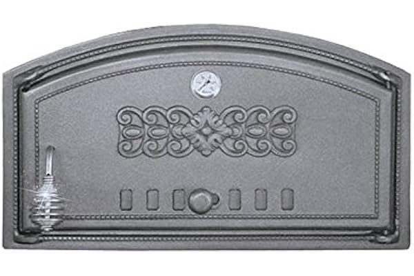 Home&Wood Portes pour un four à pizza en fonte poêle à bois porte du four en fonte pierre 490x280 avec thermomètre/Droite/