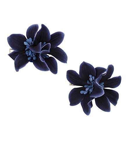 SIX „Blumen“ 2er Set Haar Spangen, Haarklammern, Haarclips mit schönen dunkelblauen Orchidee Textil Blumen, Damen, Kinder, Dutt Frisur, 5 cm (488-071) - 2
