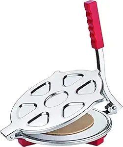 STORKZI Heavy Quality Stainless Steel Puri Maker Press Machine with Handle Manual Stainless Steel Roti Press Papad Khakhra Chapati Make (Multicolor)