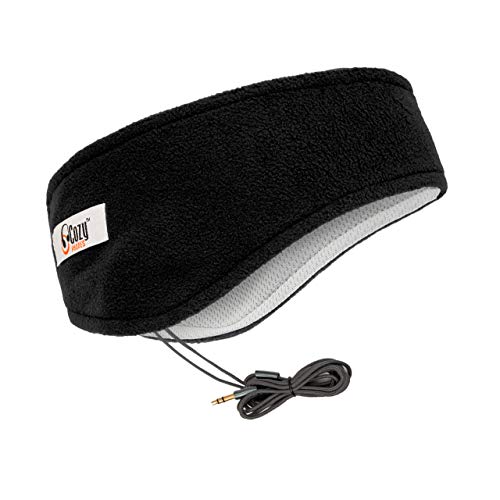 Casque Audio Bandeau Pour Sommeil Avec Ecouteurs CozyPhones - Idéale Pour Voyage Sport Relaxation Méditation Ou Insomnie - Nouveau Modèle Plus Confortable Plus Mince - Couleur Noire
