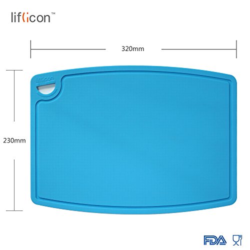 Liflicon [Koch-Experte]Premium Lebensmittelqualität Silikon Schneidebrett,BPA Frei Flexible rutschfeste antimikrobielle dicke Hitzebeständigkeit.Farbe[Blau] - 2