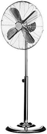 Colour Metal 16" Standing Fan 3 Speed and Oscillation Retro Style for Home Office (Chrome)