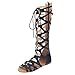 Produktbild Gladiator Sandalen für Damen, Sannysis Römersandalen Frauen Sommerschuhe Knie Hohe Stiefel Peep Toe Strandschuhe Schnürsandalen Flach Elegant Schwarz 43